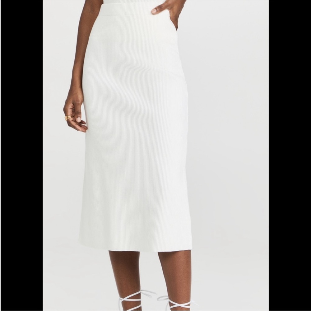 NWOT| Vince Ribbed White Midi Skirt